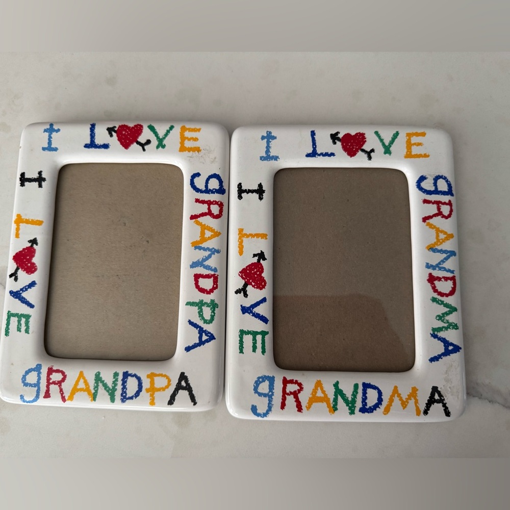 Vintage I Love Grandpa /Grandma Ceramic/Resin Picture Frame 1988